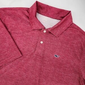 Vineyard Vines Performance Polo Shirt Kids XL Red Micro Whale Print Golf Outdoor